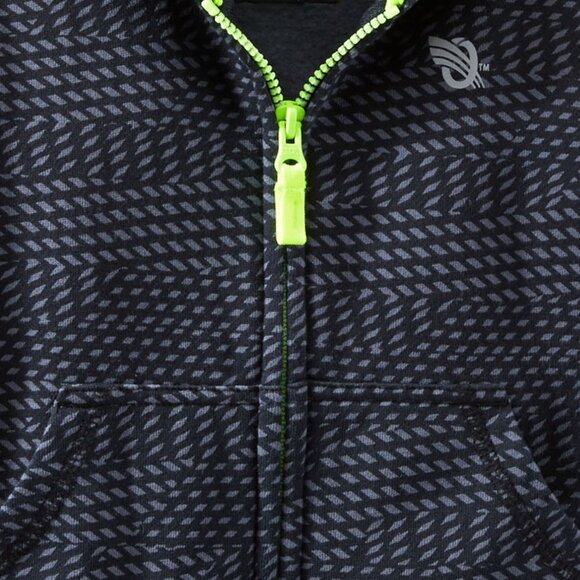 NWT Oshkosh Bgosh Toddler Boys Cardigan Hoodie Jacket Black Jersey-Lined… - Picture 3 of 5